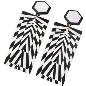 Bold Black and White Statement Earrings